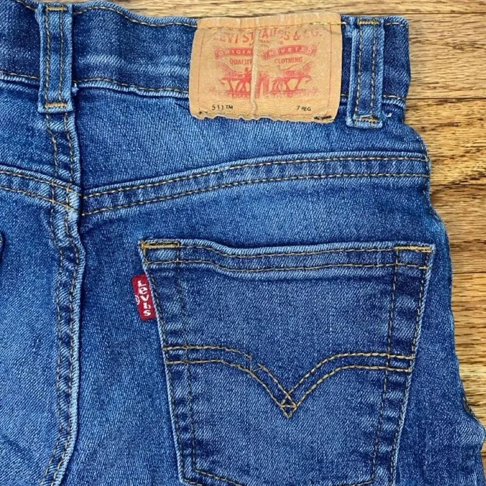 Levi's 511 Boys Denim Shorts Size 7 Regular Blue Classic 5 Pocket